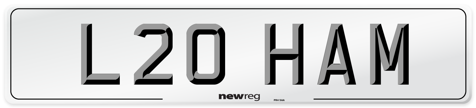 L20 HAM Number Plate from New Reg